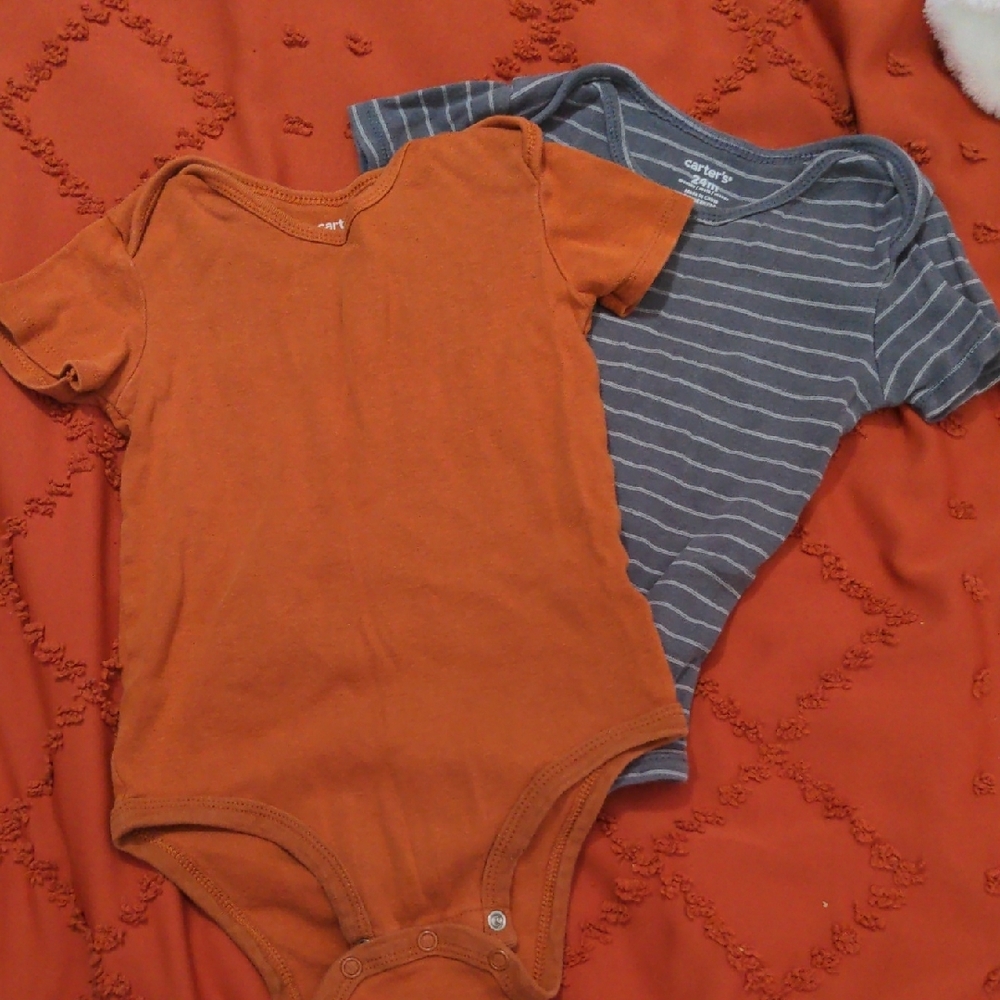 Carter's Orange and Blue Bodysuits